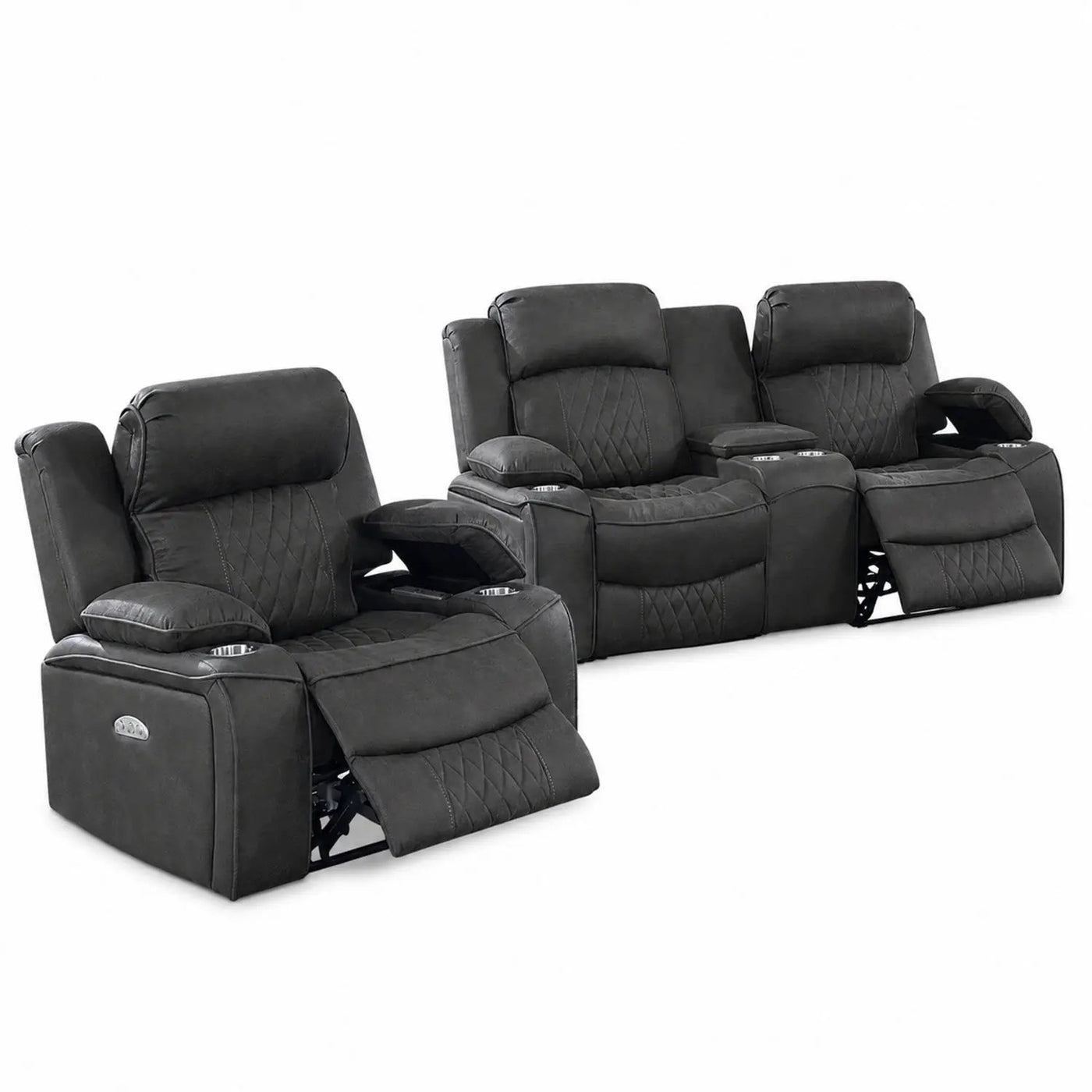 Power Motion Living Room Set With USB Port, Adjustable Headrest, Cup Holder by HouseOfZazla