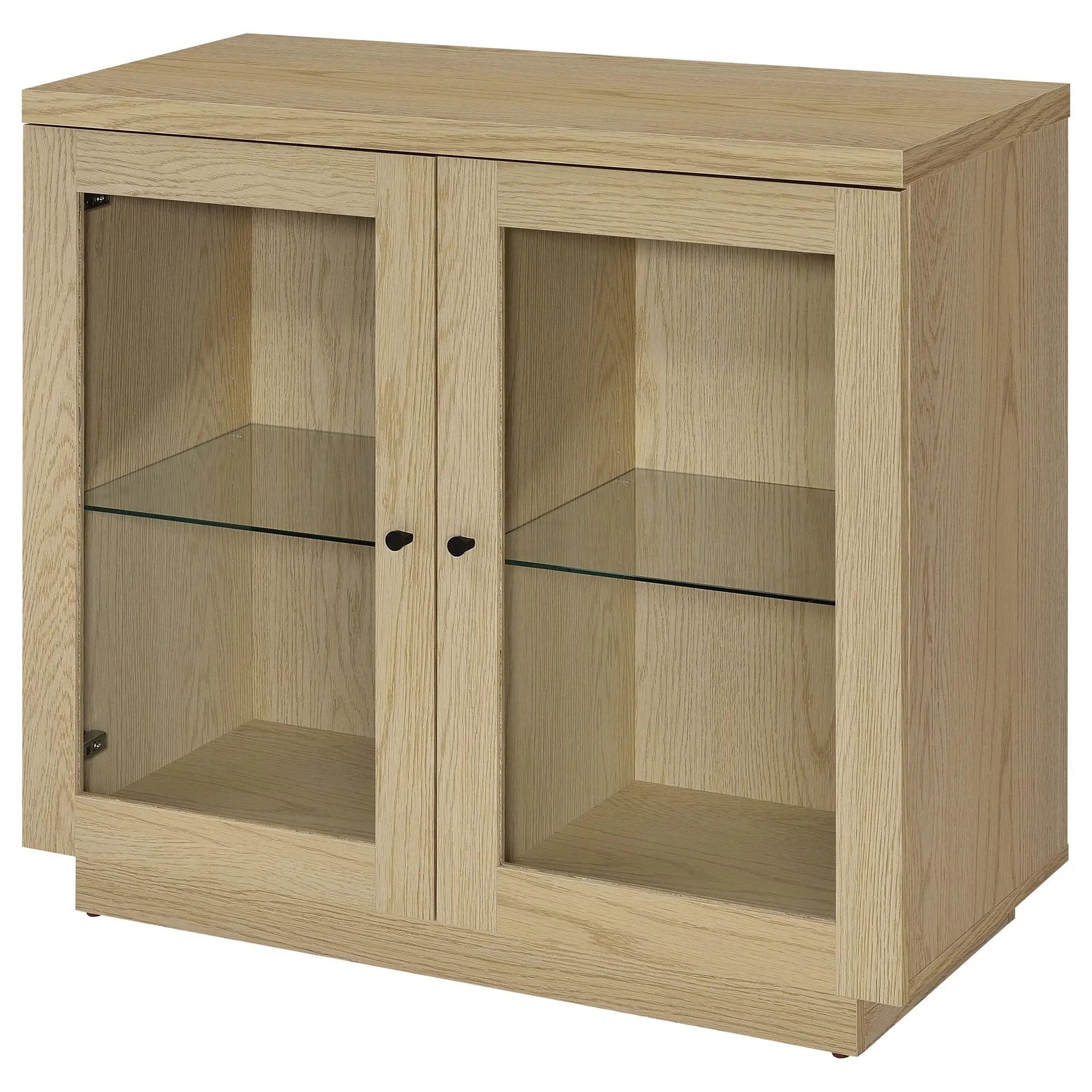 Tilbury 2-door Glass Front Accent Display Cabinet Light Oak by Unique Piece Furniture
