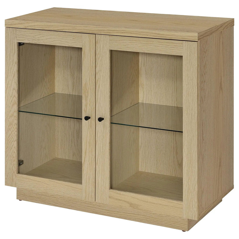 Tilbury 2-door Glass Front Accent Display Cabinet Light Oak by Unique Piece Furniture