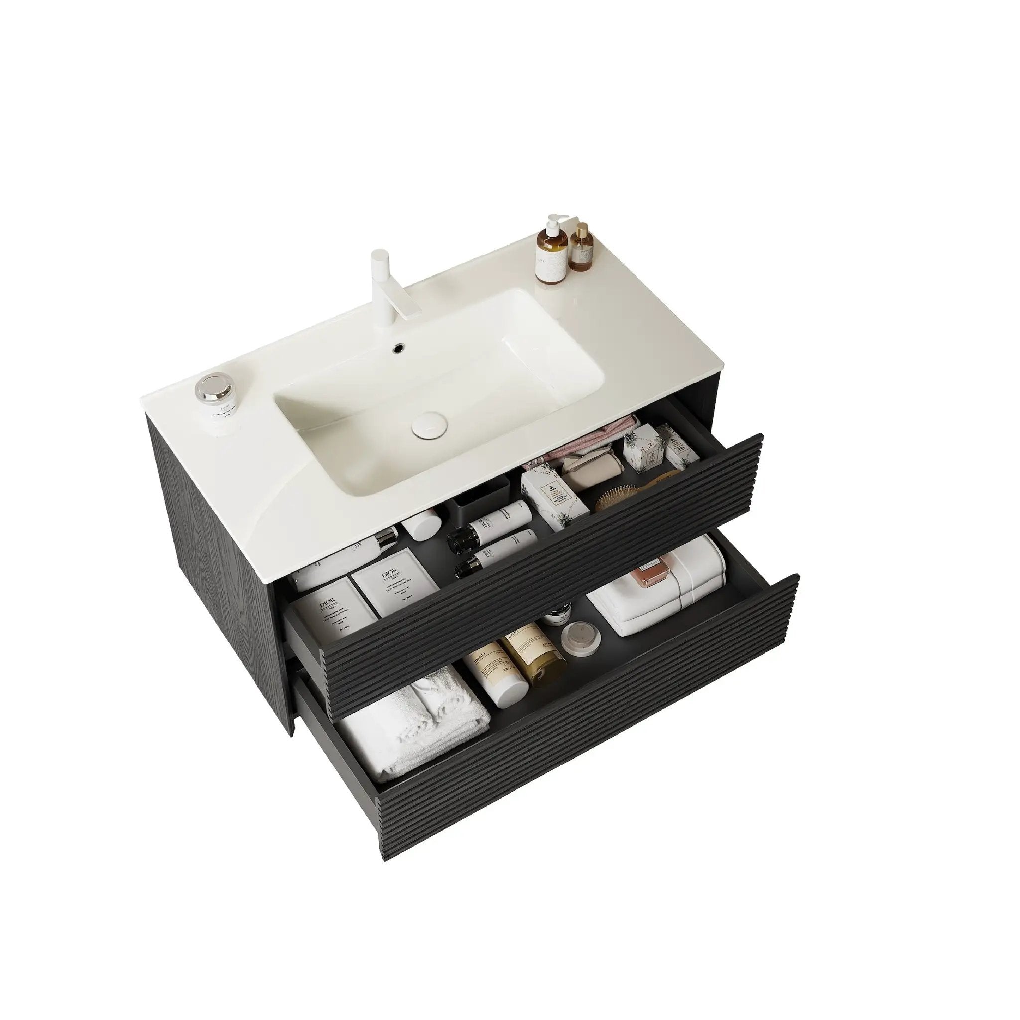 BRON 36" Bathroom Vanity with Sink, Modern Wall-Mounted Floating Cabinet by HouseOfZazla