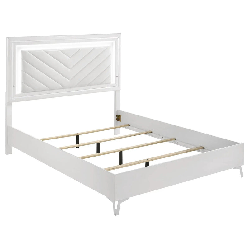 Cassia 4-piece Queen LED Bedroom Set White High Gloss by Unique Piece Furniture