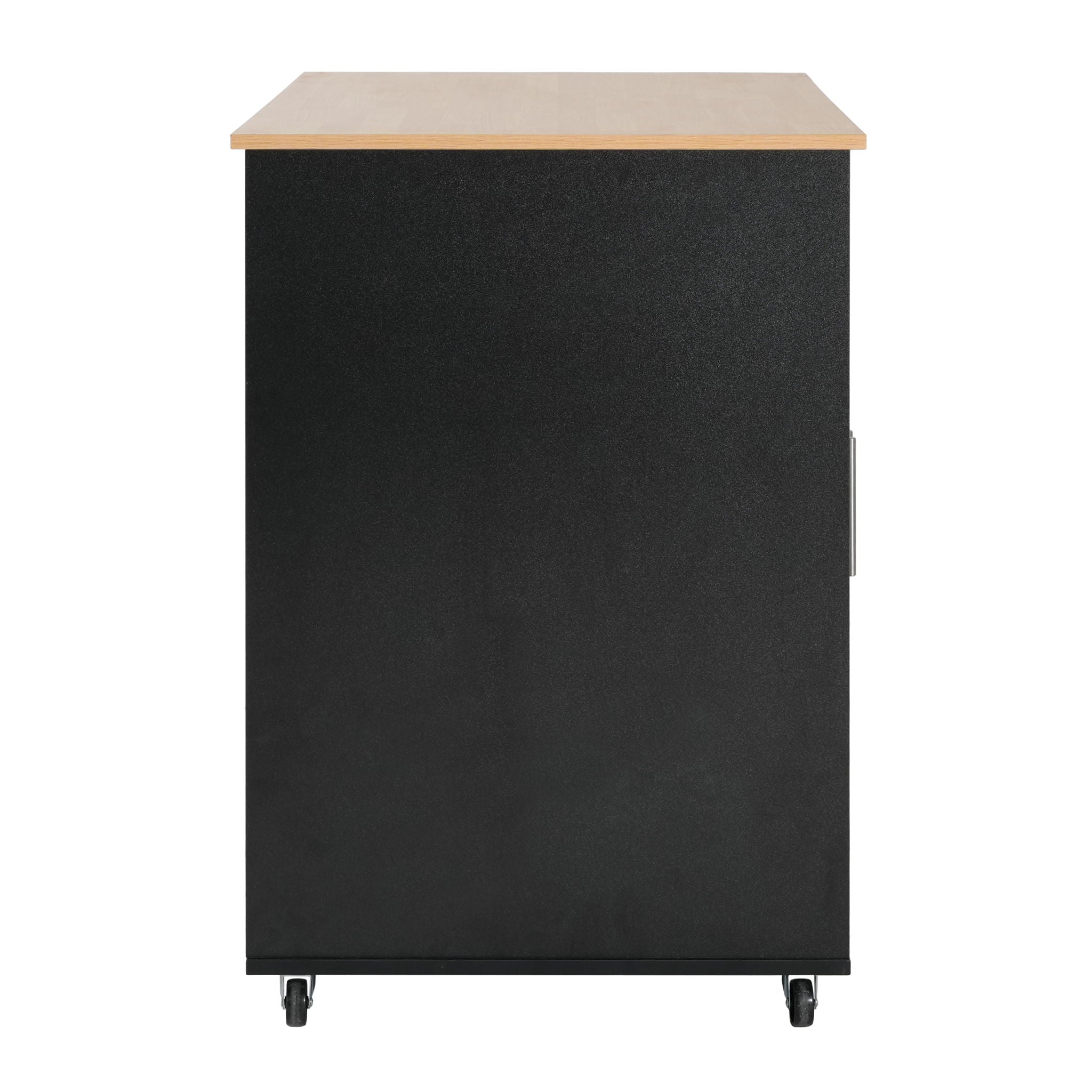 Mobile Kitchen Cart With Storage With 2 Doors, 3 Drawers & Adjustable Shelf - Black / Natural by HouseOfZazla
