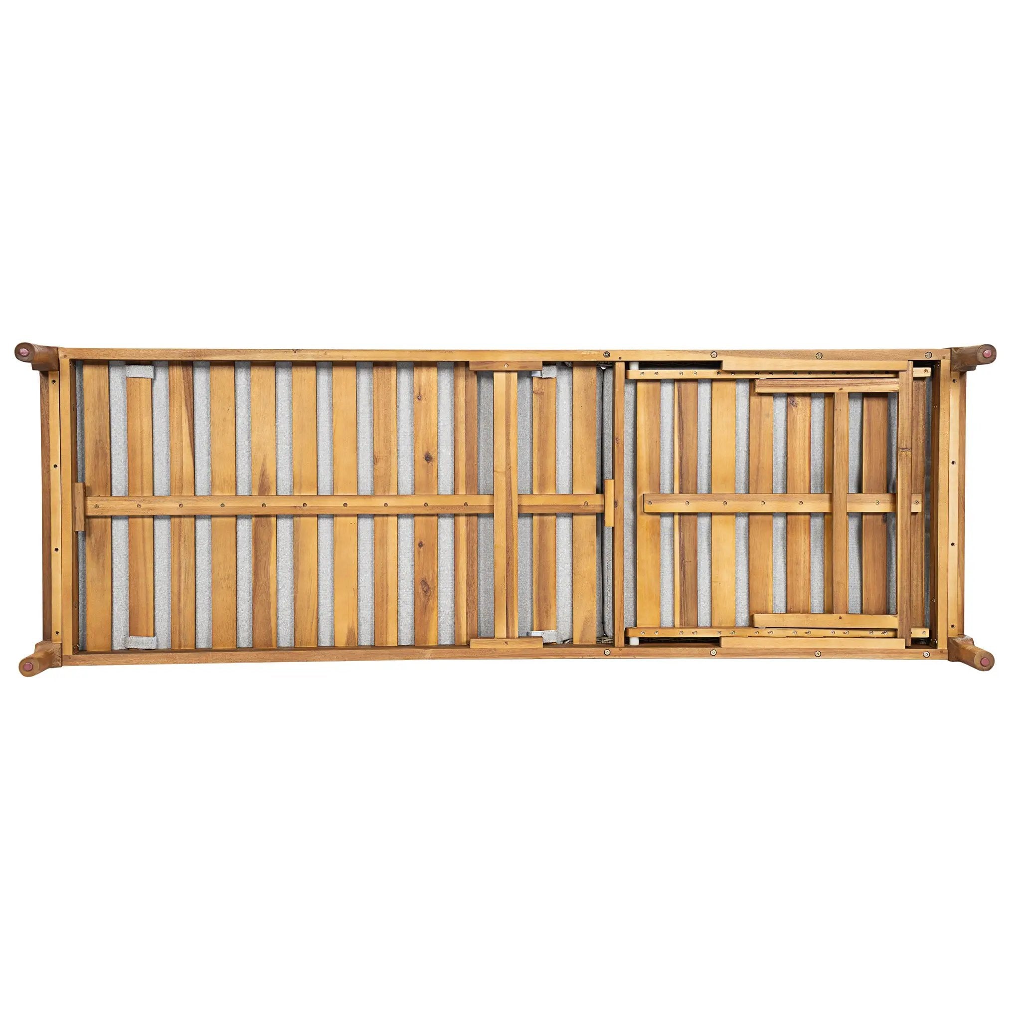76.8" Solid Acacia Wood Sun Lounger Set of 2 with Grey Cushions by HouseOfZazla