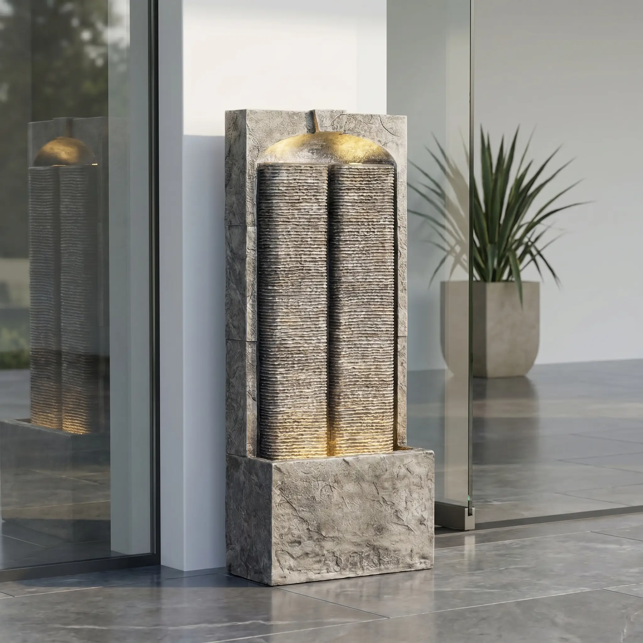 Cascading LED Outdoor Water Fountain - 39" H by HouseOfZazla