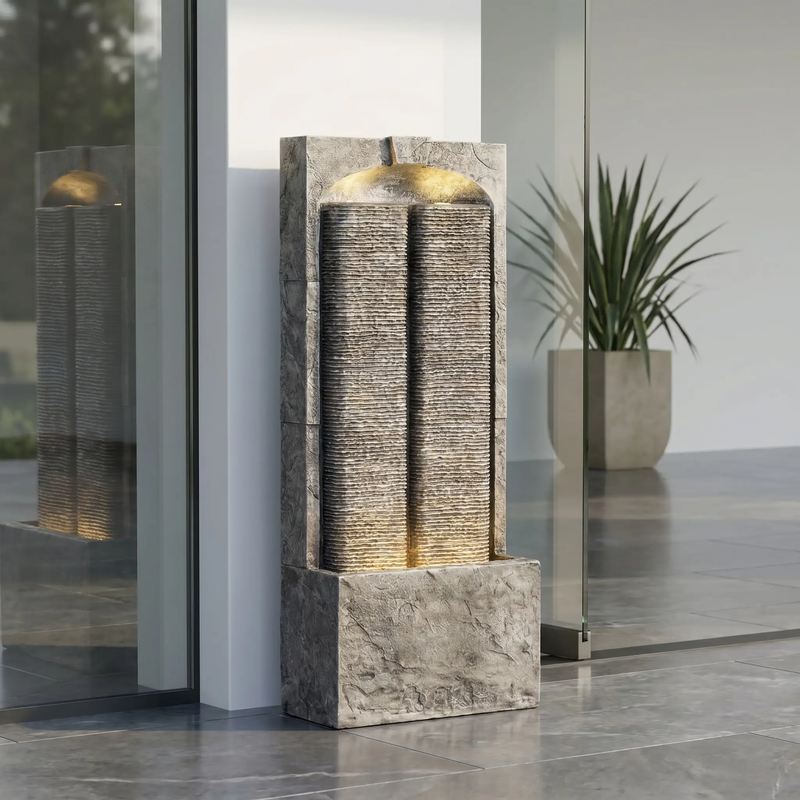 Cascading LED Outdoor Water Fountain - 39" H by HouseOfZazla