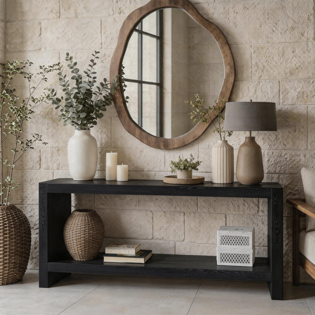 63-Inch Large Farmhouse Console Table, 2-Tier Rustic Entryway Table with Wood Veneer, Vintage Sofa Table for Behind Couch, Living Room, Hallway, Easy Assembly, photo 7 of 10