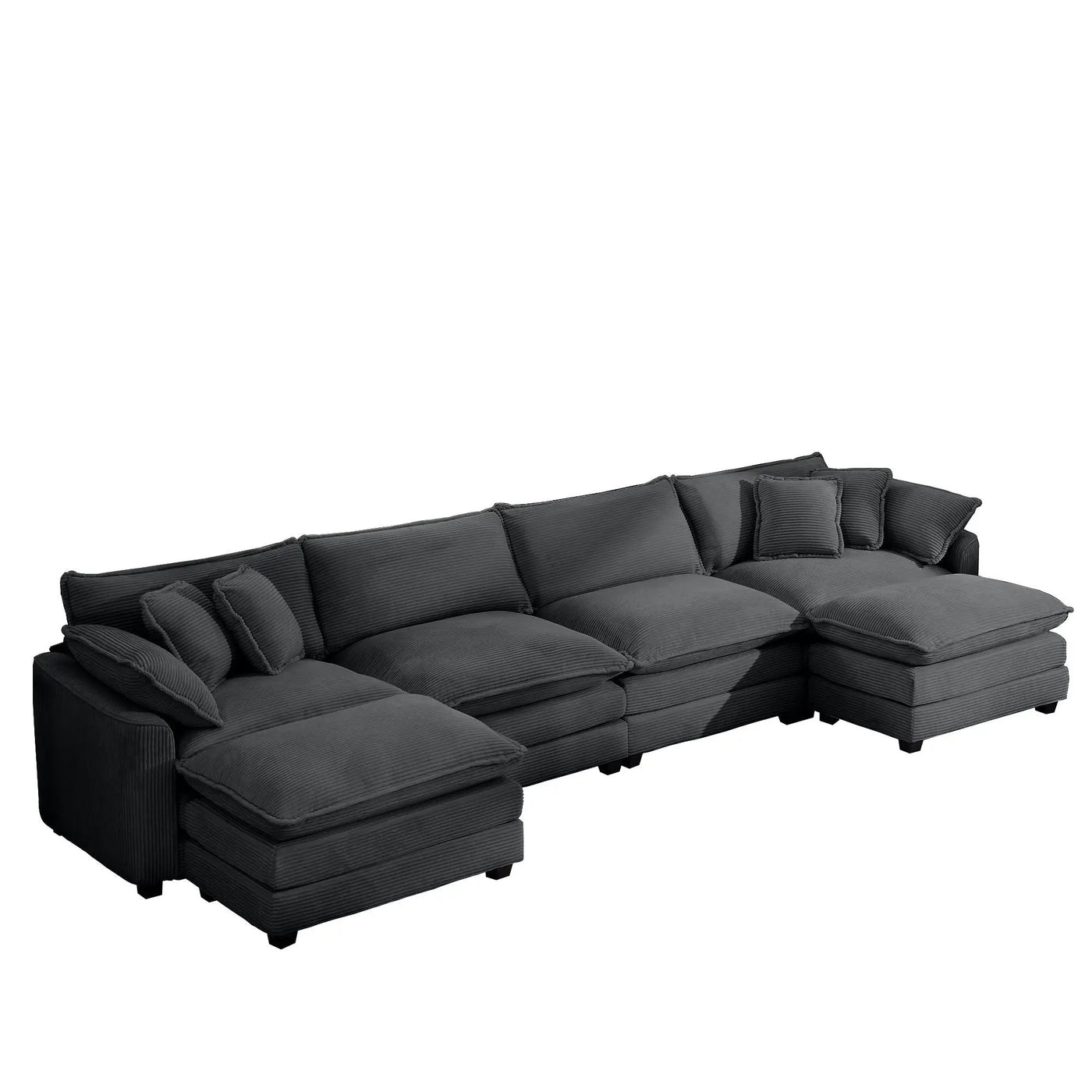 Modern Oversized Modular Cushion Sofa With Ottoman, Low Back, Deep Seating Sofa Set by HouseOfZazla