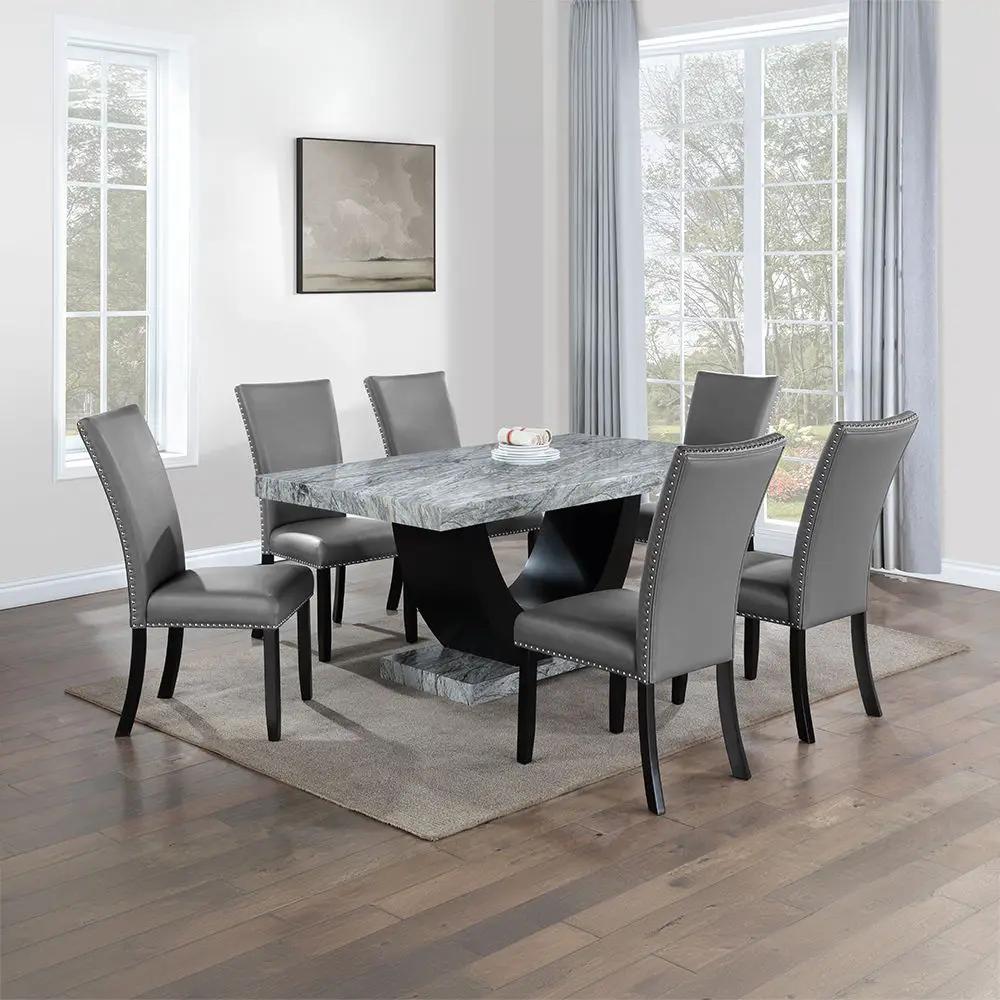 Caralin - Dining Table - Engineered Stone & Black by Unique Piece Furniture
