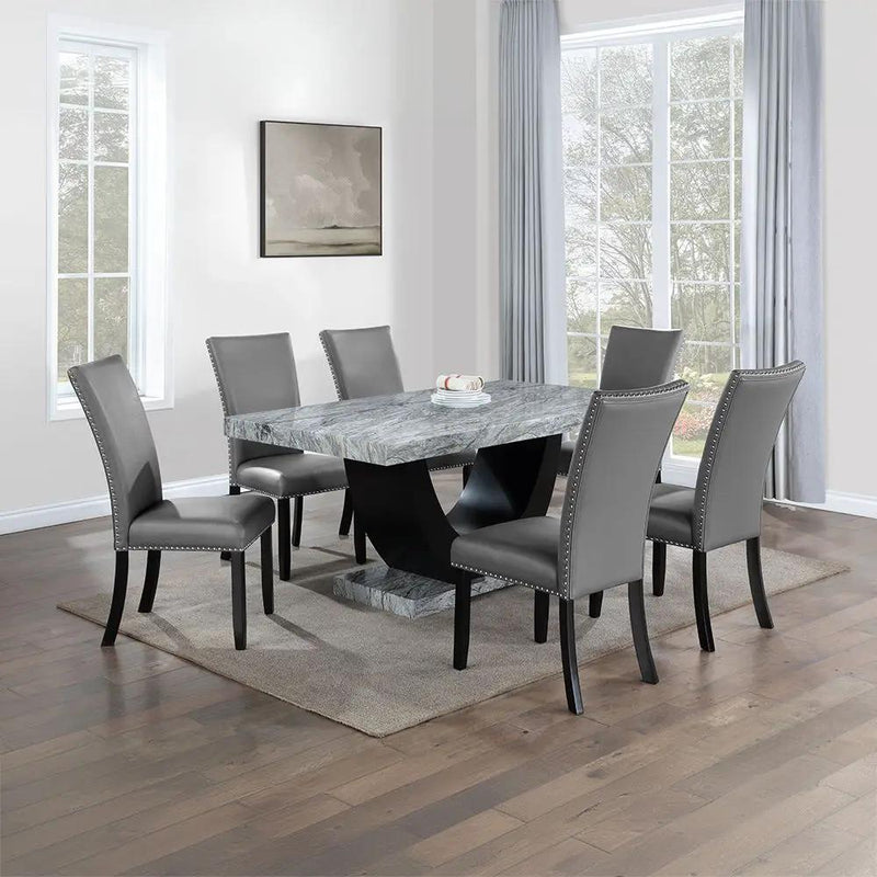 Caralin - Dining Table - Engineered Stone & Black by Unique Piece Furniture