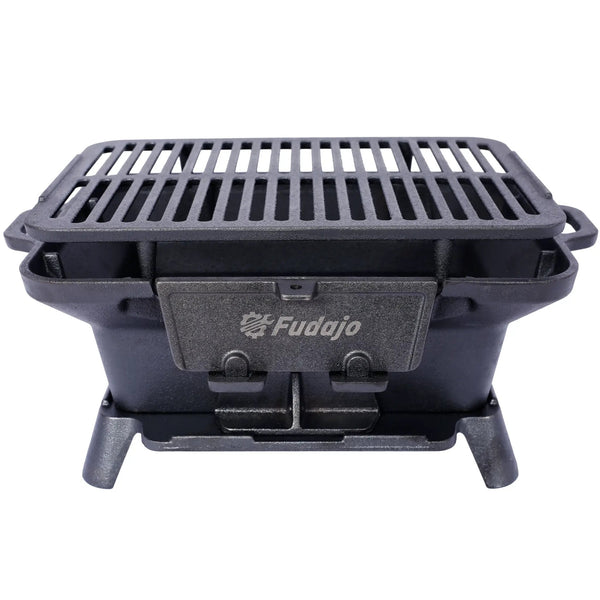 Oval Cast Iron Grill Outdoor Portable Charcoal Tabletop Skillet