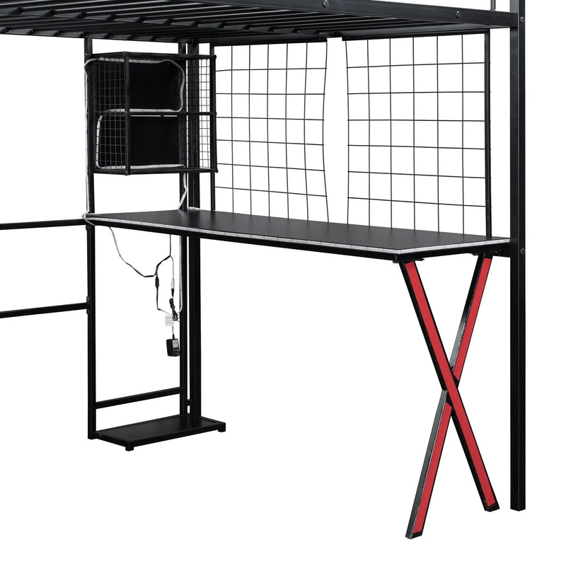 Loft Bed With Built In Work Station, Wardrobe, Storage Staircase And LED