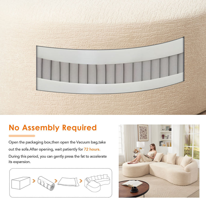 Boneless L-Shape Sectional Sofa with Curved Chaise by HouseOfZazla