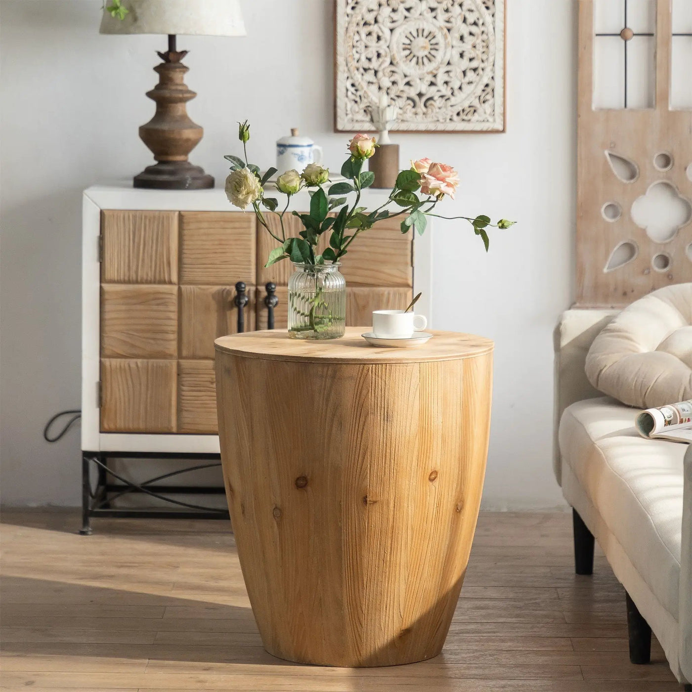 Vintage Style Barrel Coffee Table With Storage by HouseOfZazla