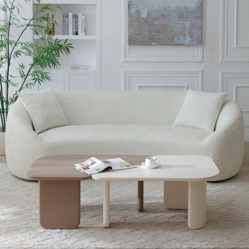 2 Pieces Modular Coffee Table Set, Free Combination - Khaki / White by Unique Piece Furniture
