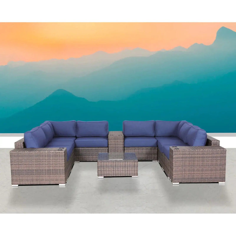 Modern Patio Rattan Sectional Set With Cushions by HouseOfZazla