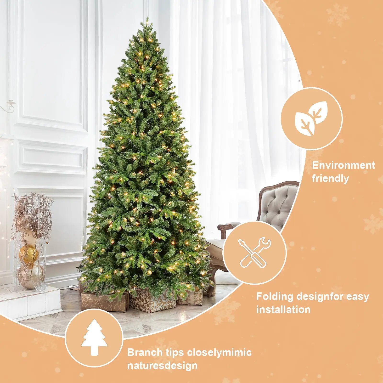 7FT Christmas Tree with 1375 Tips and 400 Warm Lights by HouseOfZazla