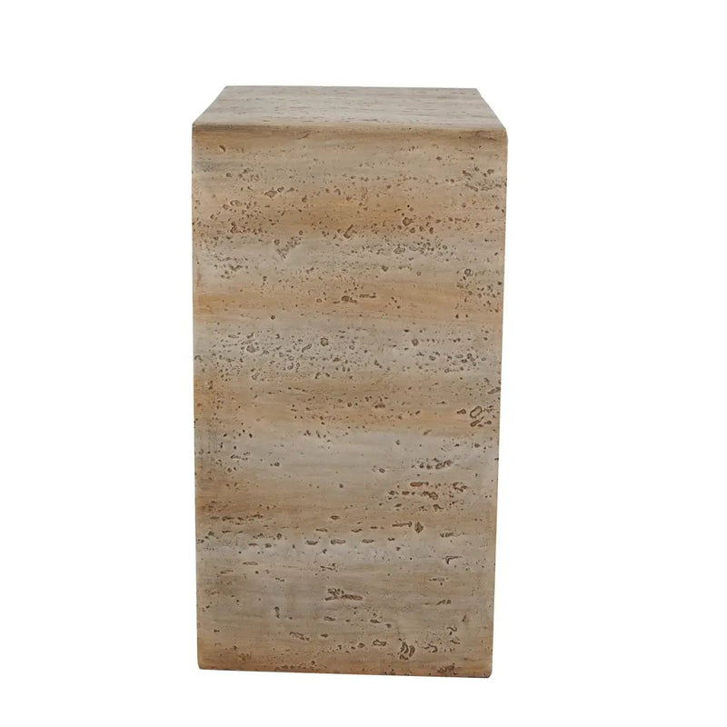 16.3x12.2x22.6 Modern Sculptural Arched Side Table with Faux Travertine Finish by HouseOfZazla