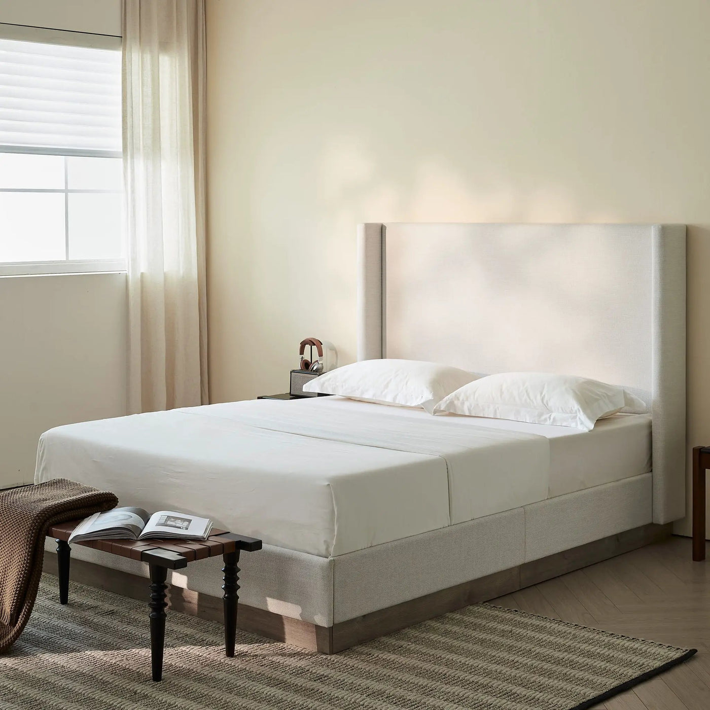 Hosford - Minimalist Upholstered Wingback Bed by HouseOfZazla