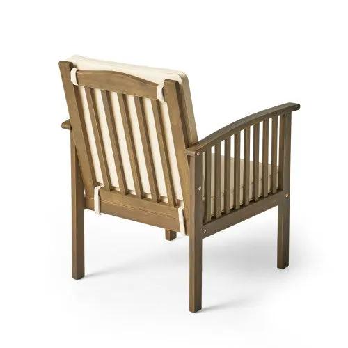 Patio Set Outdoor Acacia Wood Furniture Sets - Modern Club Chair Conversation Sets with Patio Dining Table by HouseOfZazla