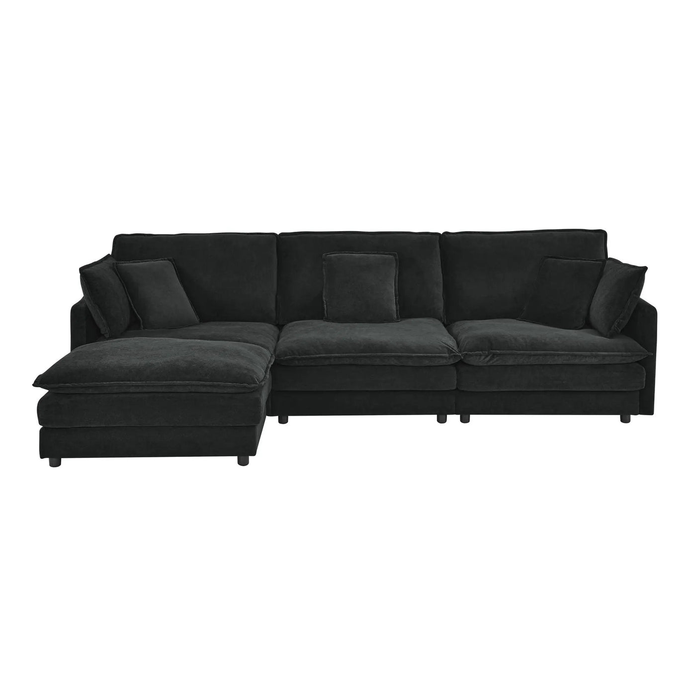 L-Shaped Sectional Sofa With Ottoman, Convertible 4 Seater Couch by HouseOfZazla