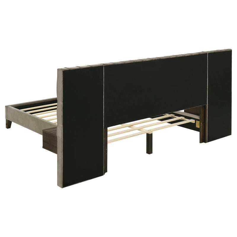 Marley Upholstered Queen Wall Panel Bed Light Brown by Unique Piece Furniture