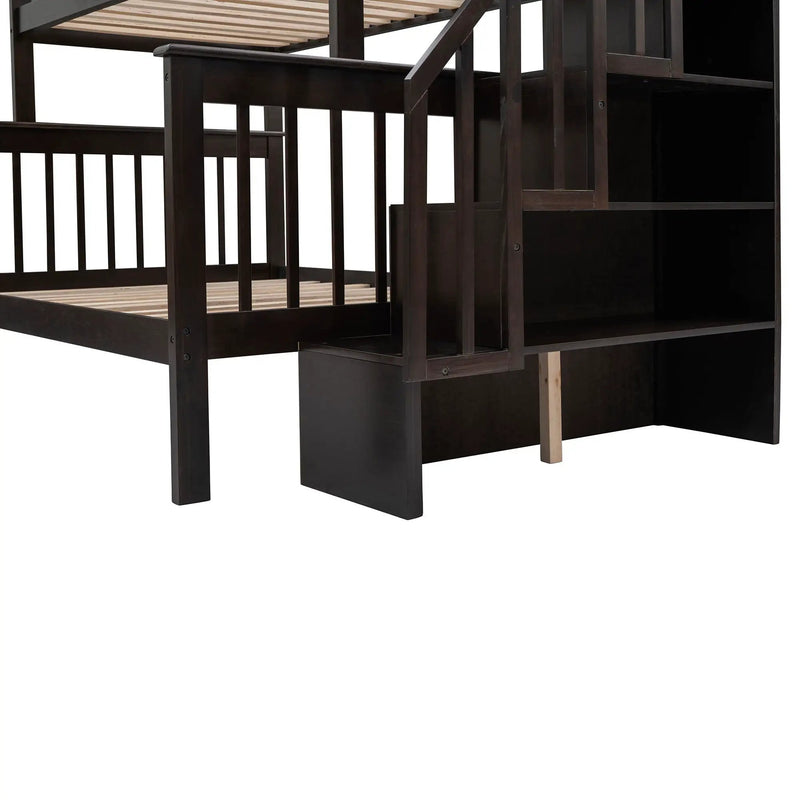 Stairway Bunk Bed With Storage And Guard Rail For Bedroom by HouseOfZazla