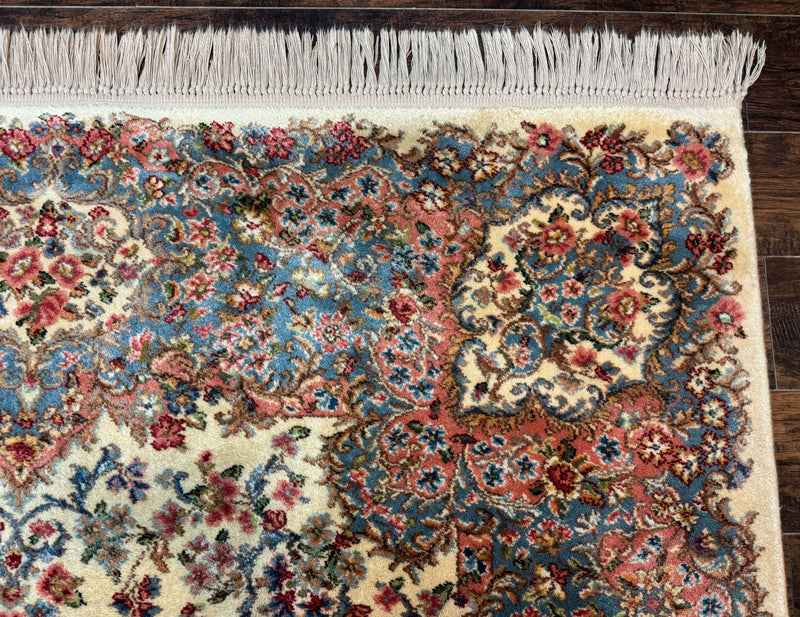8.8 x 12 Karastan Rug #788 Ivory Kirman, Wool Vintage Original 700 Series by Jewel Rugs