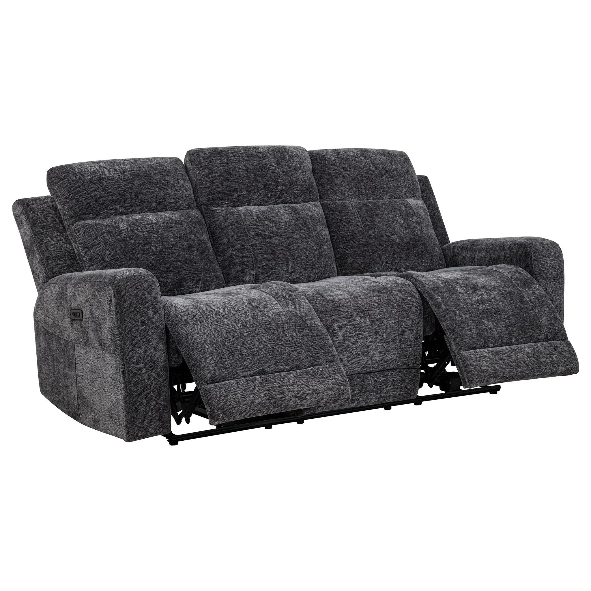 Kennett 3-piece Chenille Power Reclining Sofa Set Dark Grey by Unique Piece Furniture