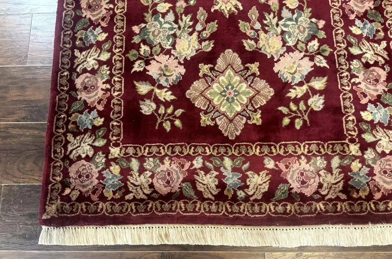 Indo Persian Kerman Rug 4x6, Burgundy, Floral by Jewel Rugs