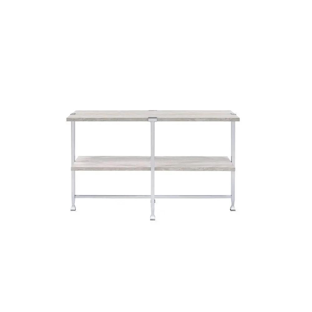 Brecon - Sofa Table - White Oak & Chrome by Unique Piece Furniture