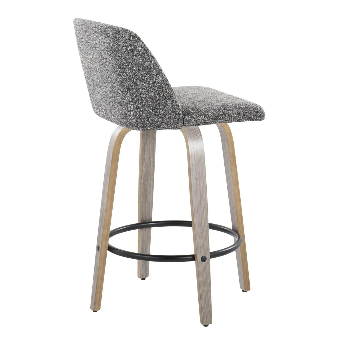 Toriano - Contemporary Fixed Height Counter Stool With Swivel & Round Footrest (Set of 2) by HouseOfZazla