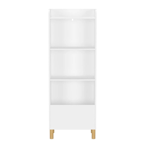 4 Tier Bookcase, Book Display With Safety Restraint, Storage Cabinet For Playroom - White