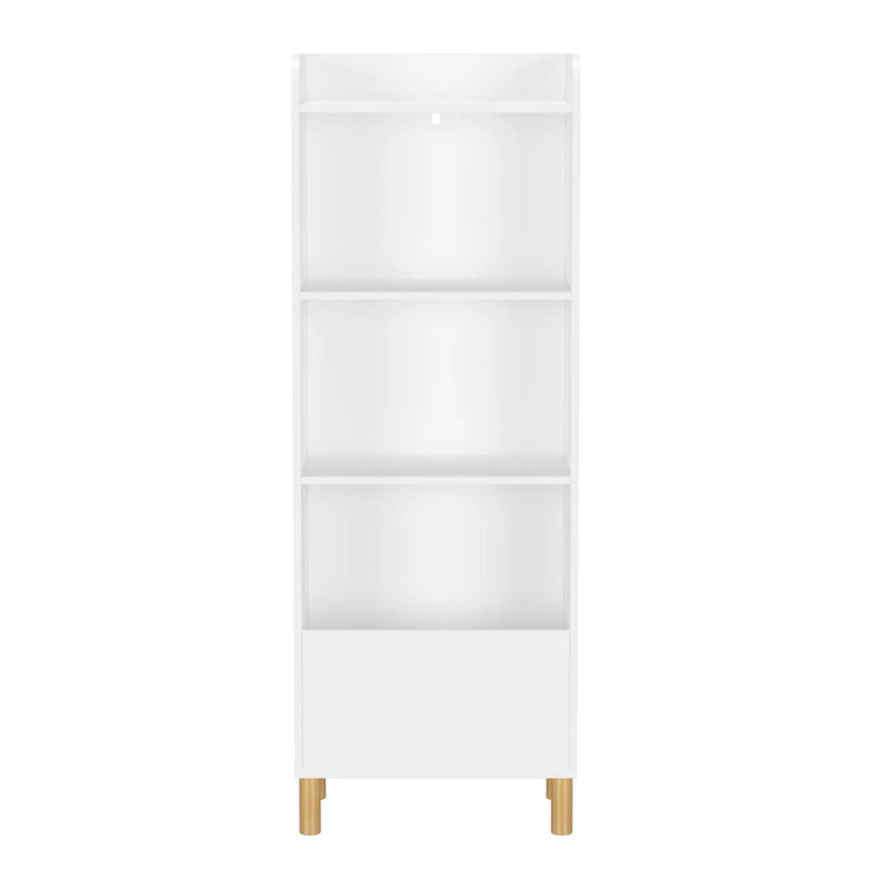 4 Tier Bookcase with Safety Restraint and Storage Cabinet - White by HouseOfZazla