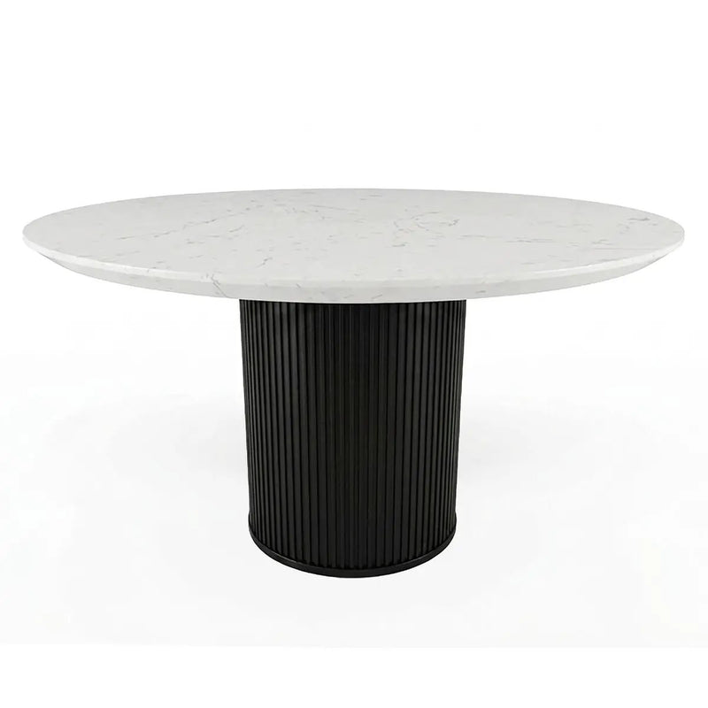Jaramillo - Round Dining Table With Engineered Marble Top - Engineered Marble Top & Black by Unique Piece Furniture