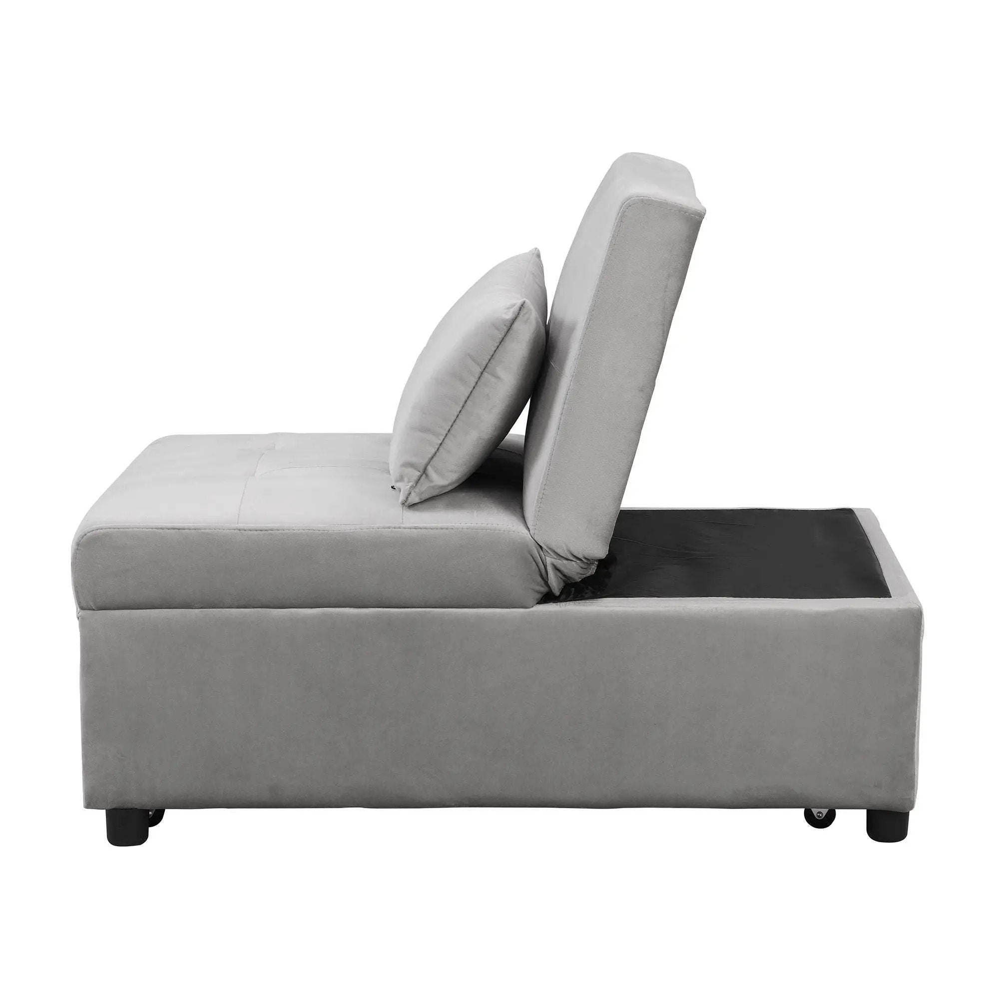 Folding Ottoman Sofa Bed - Gray Fabric by Unique Piece Furniture