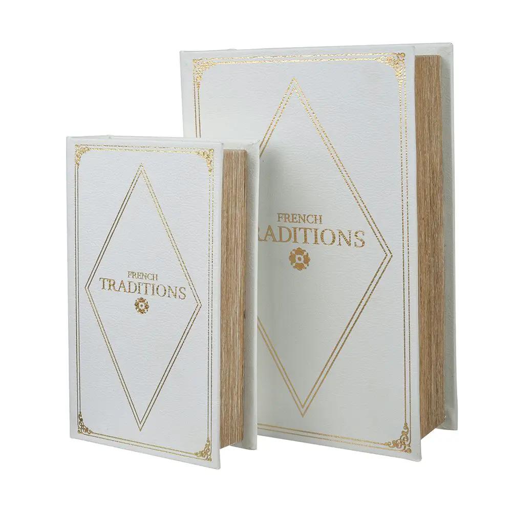 Book Boxes (Set of 2) - White / Gold by Unique Piece Furniture