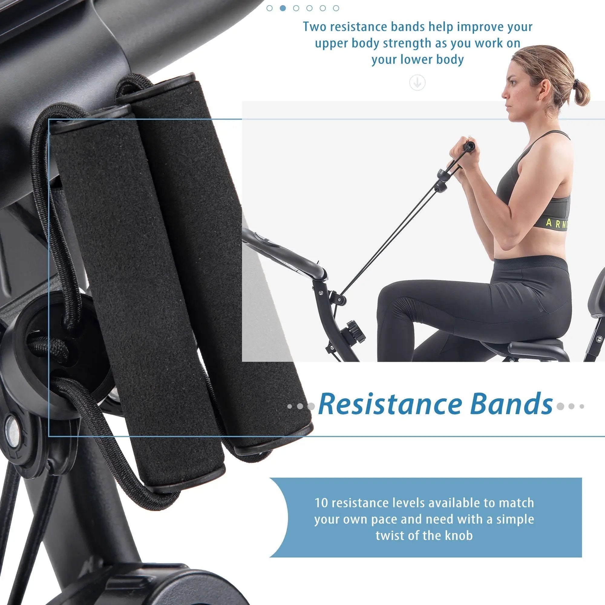 Exercise Bike Folding Stationary Bikes For Home With 16 Level Magnetic Resistance by HouseOfZazla