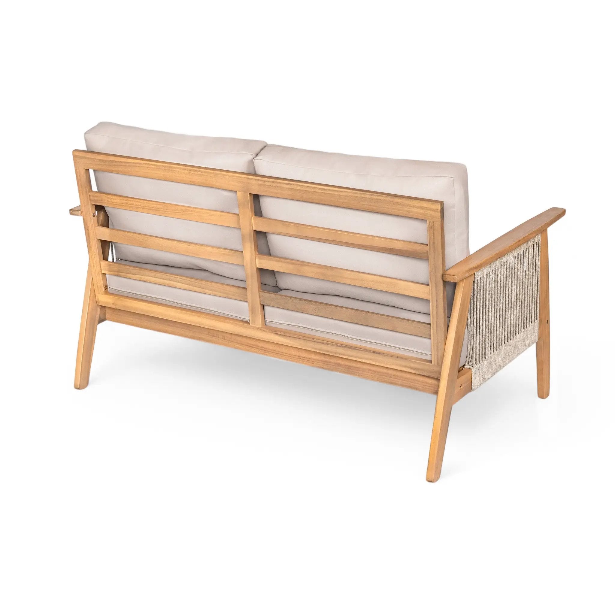 Outdoor 2pc Acacia Wood and Rope Patio Chat Set by HouseOfZazla