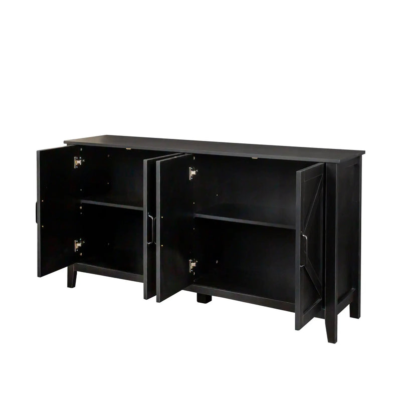 Cabinet With 4 Doors and 4 Open Shelves Freestanding Sideboard by HouseOfZazla