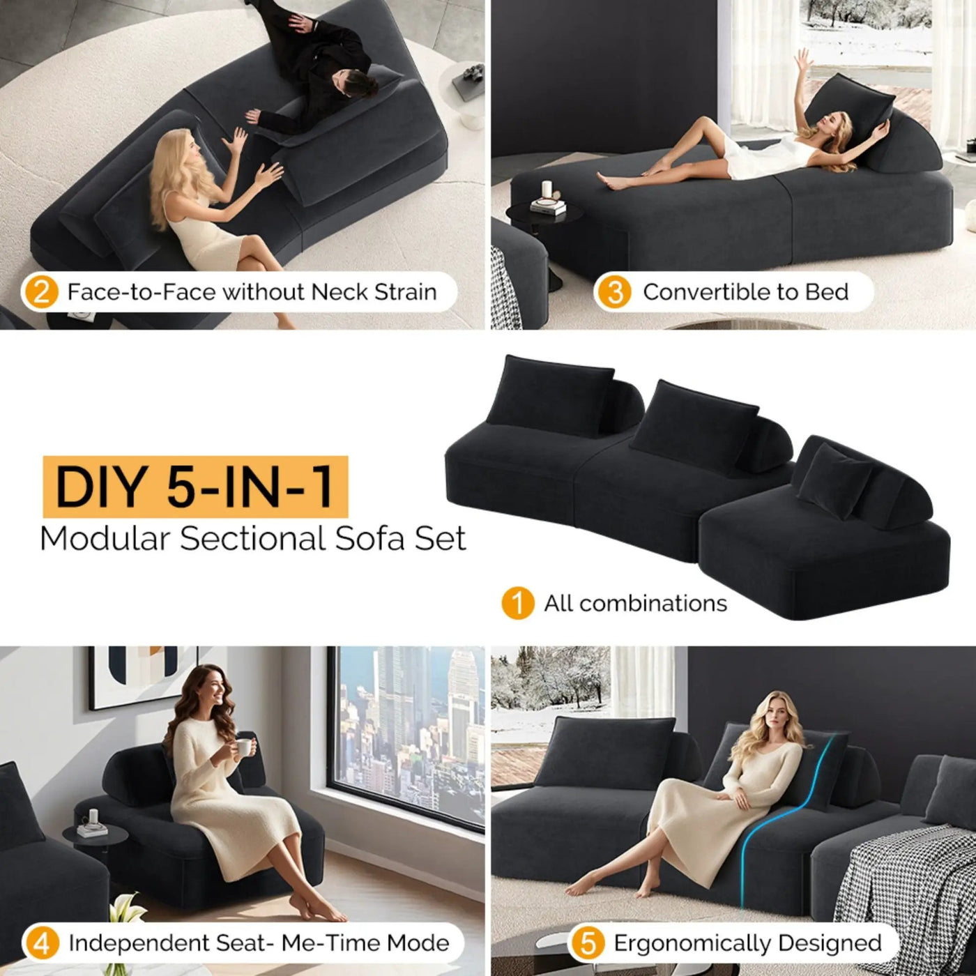 Modern Luxury Oversized Modular Sectional Sofa Set by HouseOfZazla