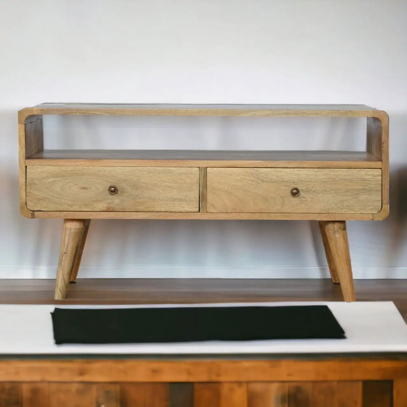 Solid Wood Curved Media Unit by Unique Piece Furniture