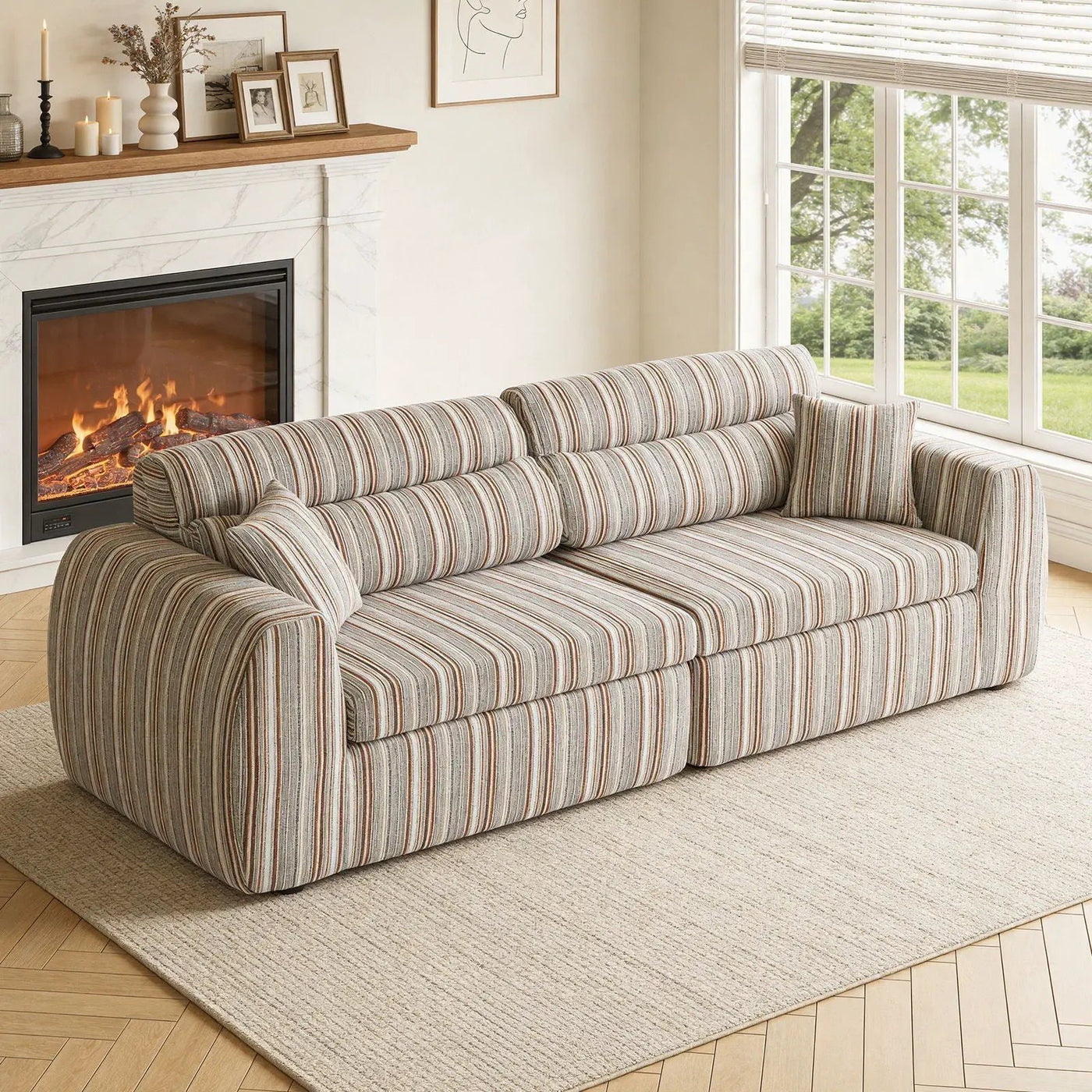 3 Seater, Couch With Throw Pillows For Living Room by HouseOfZazla