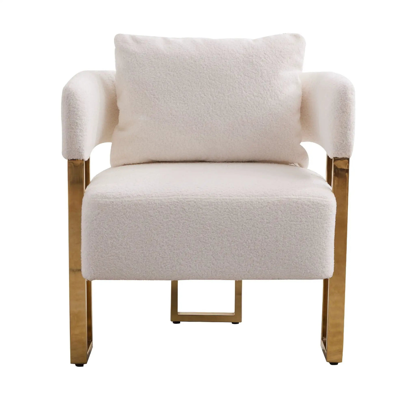Modern Decorative Chair Teddy Fleece Upholstered And Metal Foot by HouseOfZazla