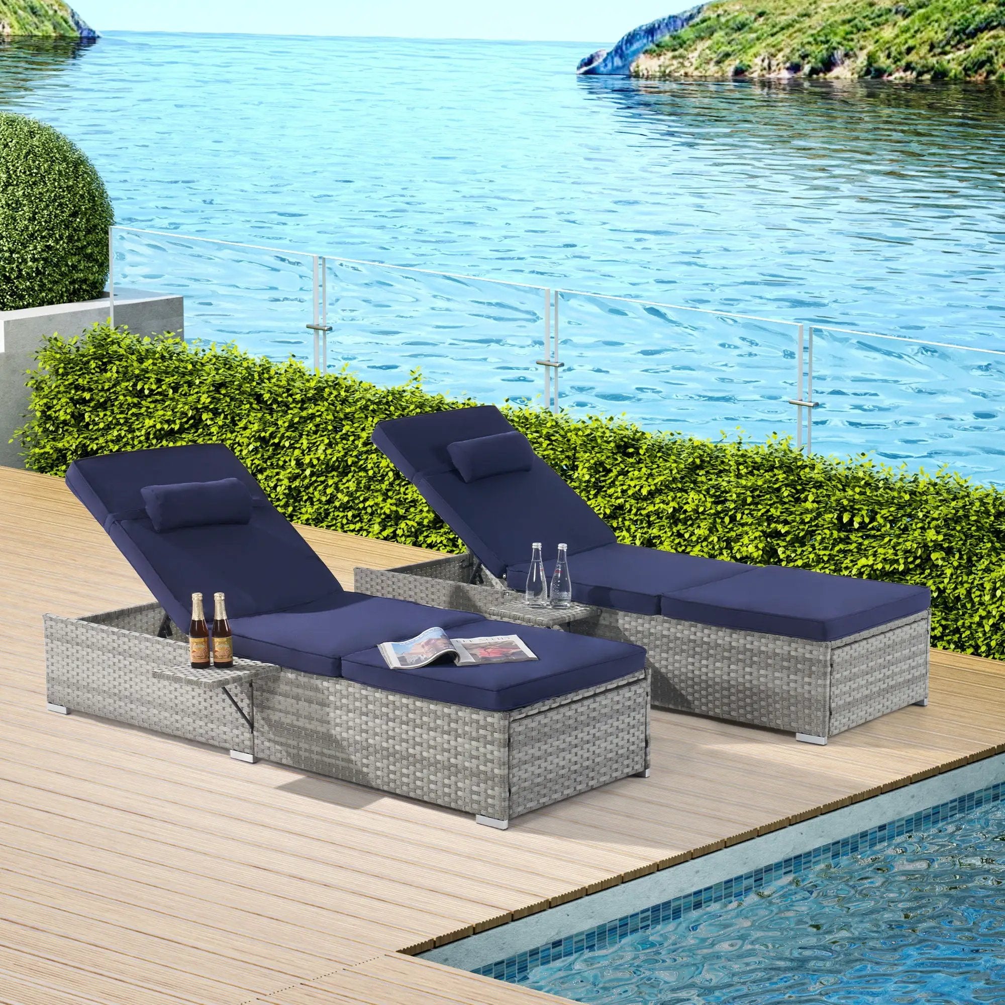 Outdoor Sofa Pe Rattan Furniture Deck Chair - Gray by Unique Piece Furniture