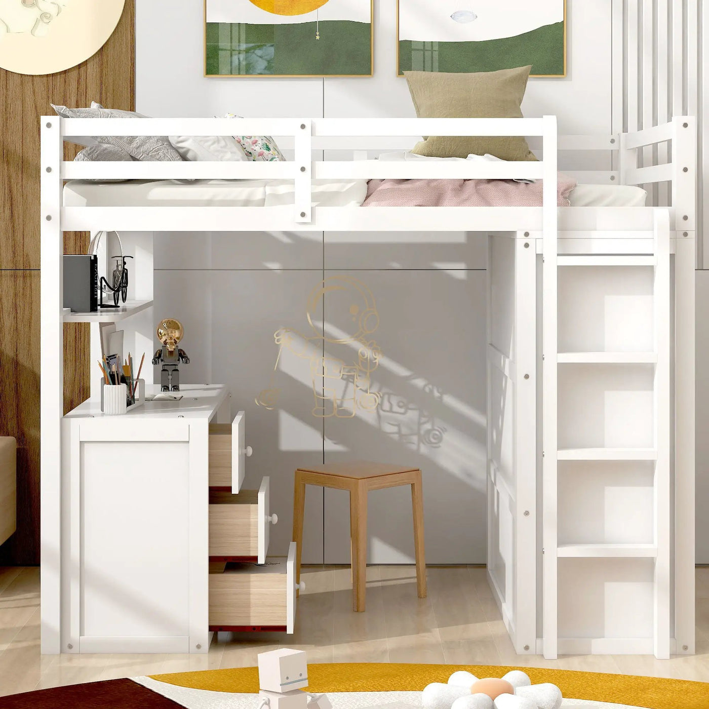 Loft Bed With Drawers, Desk, And Wardrobe by Unique Piece Furniture