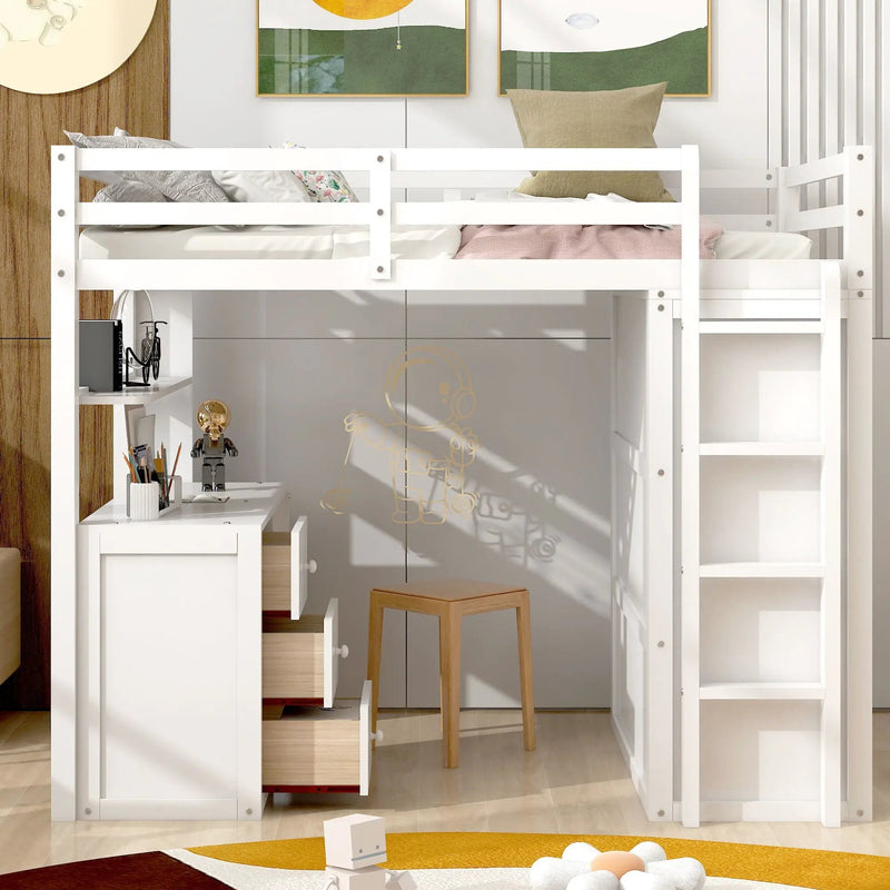 Loft Bed With Drawers, Desk, And Wardrobe by Unique Piece Furniture