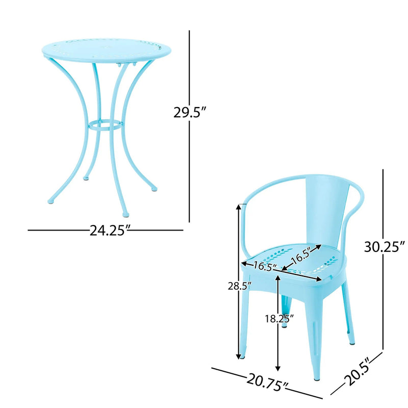 Lourdes 3 PC KD Metal Patio Furniture Set - Matte by HouseOfZazla