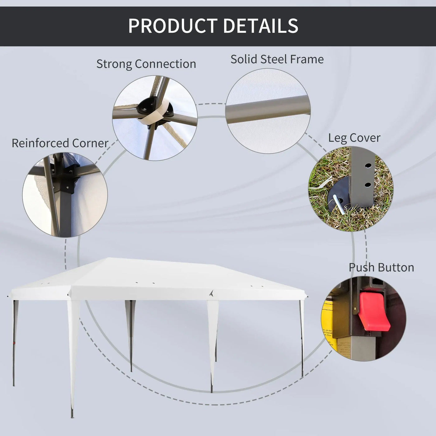 Outsunny - 10' x 19.2' Pop Up Canopy Tent, Heavy Duty Tent For Parties, Outdoor Instant Gazebo Sun Shade Shelter With Carry Bag For Catering, Events, Wedding, Backyard Bbq by Unique Piece Furniture