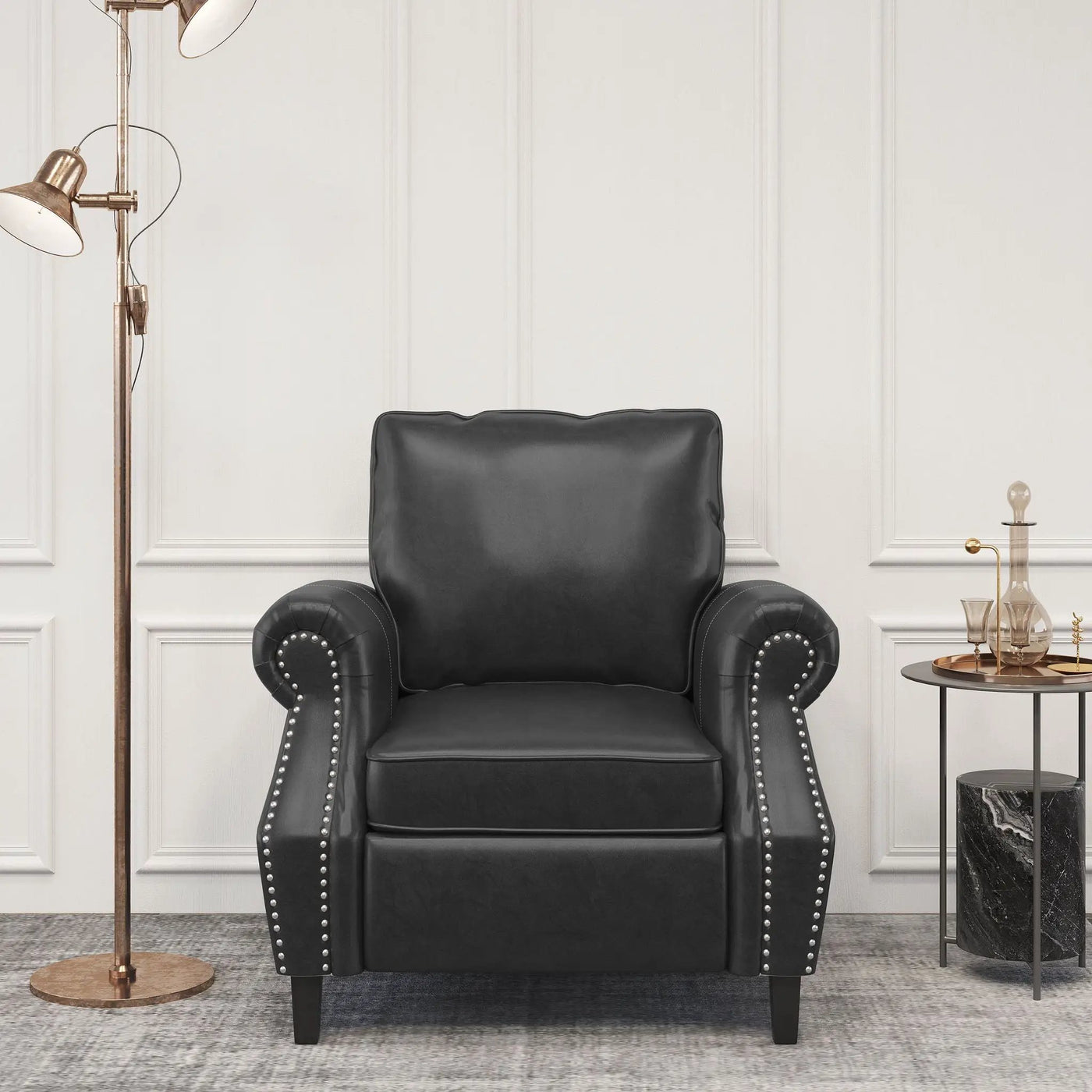 Contemporary Club Chair With Nailhead Trim And Rolled Armrests by HouseOfZazla