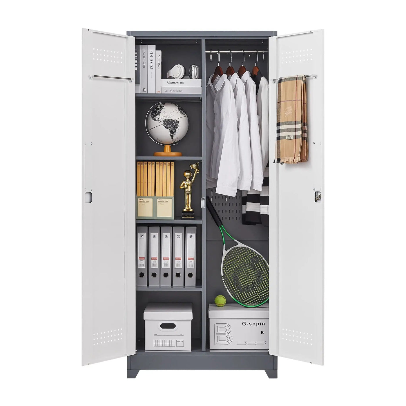 Lockers With Locking Doors, Adjustable Shelves, High Broom Tool Storage Cabinet by HouseOfZazla